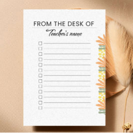 Personalized Earthy Botanical Teacher Checklist  Post-it® Notes