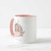 Personalized Easter Bunny Photo Pink Accent Mug (Devant gauche)