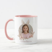 Personalized Easter Bunny Photo Pink Accent Mug Mok (Links)