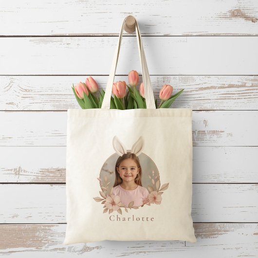 Personalized Easter Bunny Photo Tote Bag