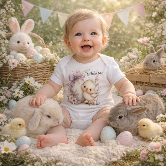 Personalized Easter Chick Illustration Romper