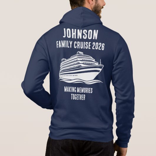 Personalized Editable Text Cruise Holiday Merch Hoodie (Achterkant)