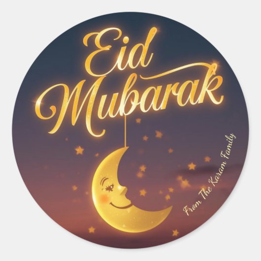 Personalized Eid Mubarak Muslim modern  Ronde Sticker (Voorkant)