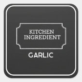 Personalized Elegant Black Square Food Labels  (Voorkant)