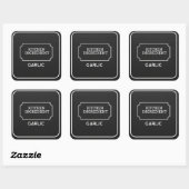 Personalized Elegant Black Square Food Labels  (Vel)