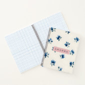 Personalized Elegant Blue Floral Design Notitieboek (Binnen)
