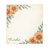 Personalized Elegant Floral Autumn Notepad Notitieblok (Voorkant)