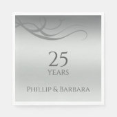 Personalized elegant modern 25th anniversary party servet (Voorkant)