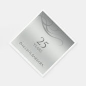 Personalized elegant modern 25th anniversary party servet (Hoek)