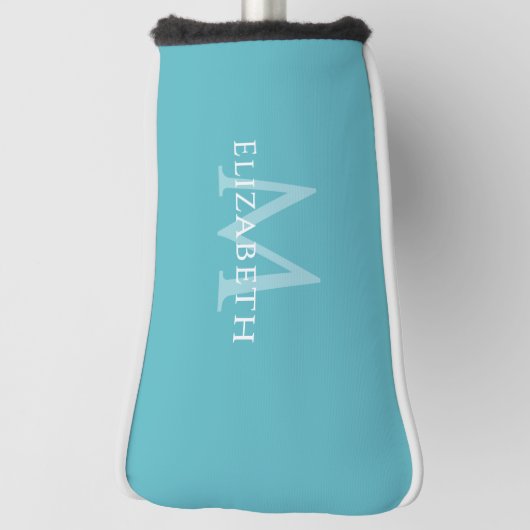 Personalized Elegant Monogram Name Initial Teal Golfheadcover (Draai 90)