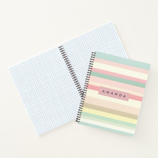 Personalized Elegant Pastel Macaron Stripe Notitieboek (Binnen)