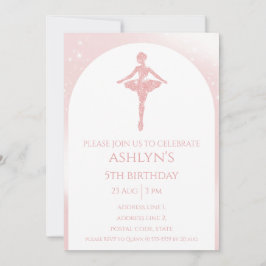 Personalized Elegant Pink Glitter Ballet Birthday Kaart