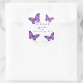 Personalized Elegant Purple Butterfly Bridal Ronde Sticker (Tas)