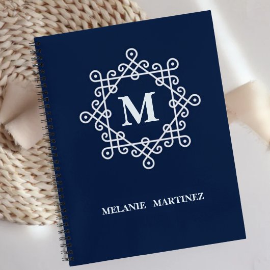Personalized elegant retro trendy simple monogram notitieboek