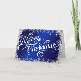 PERSONALIZED Elegant Royal Blue Merry-kerst Feestdagen Kaart