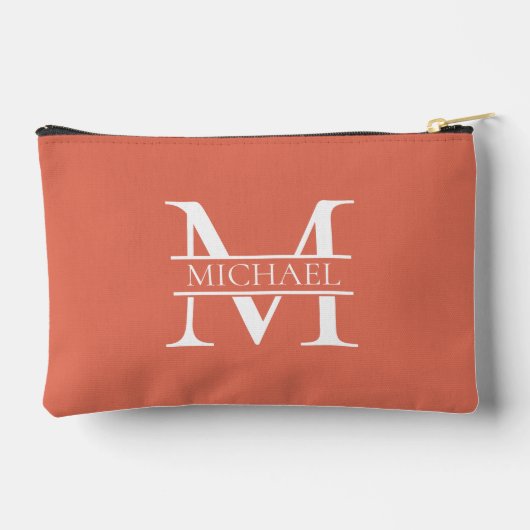 Personalized Elegant Terracotta Monogram and Name Etui (Achterkant)