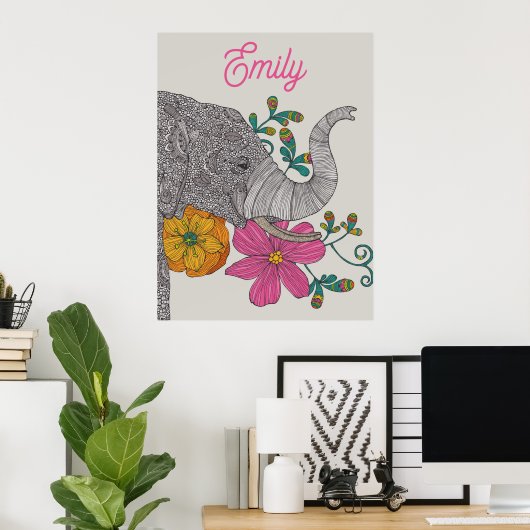 Personalized Elephant Name Kids Room Poster (Bureau à domicile)