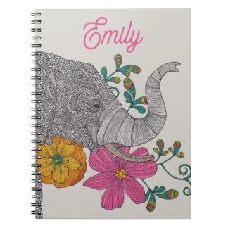Personalized Elephant Name Notebook Notitieboek