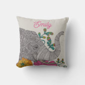 Personalized Elephant Name Throw Pillow Kussen (Voorkant)