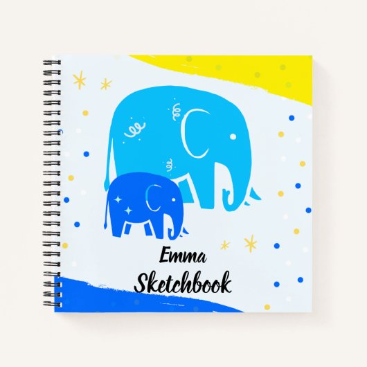 Personalized Elephant Sketchbook for Kids Notitieboek (Voorkant)