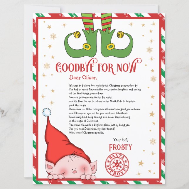 Personalized Elf Goodbye Letter for Kids (Voorkant)