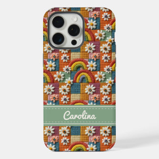 Personalized Embroidered Rainbow Phone Case iPhone 15 Pro Max Hoesje