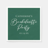 Personalized Emerald Green Bachelorette Party Servet (Voorkant)