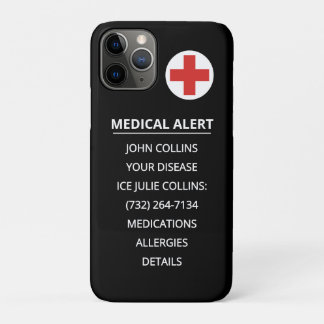 Personalized Emergency Medical Alert ID Phone Tag iPhone 11 Pro Hoesje