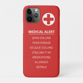Personalized Emergency Medical Alert ID Phone Tag iPhone 11 Pro Hoesje