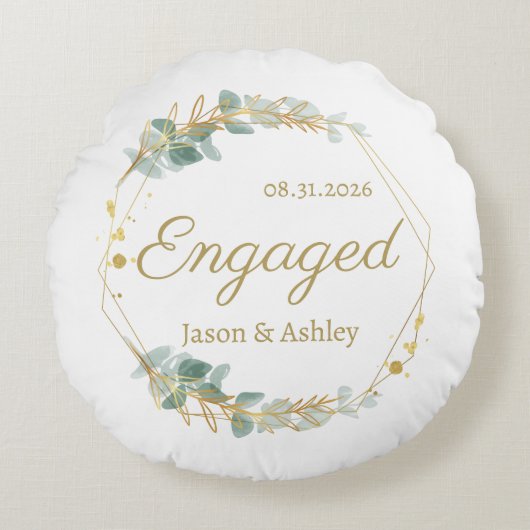 Personalized Engagement Gift Keepsake Rond Kussen (Voorkant)