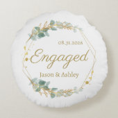 Personalized Engagement Gift Keepsake Rond Kussen (Achterkant)