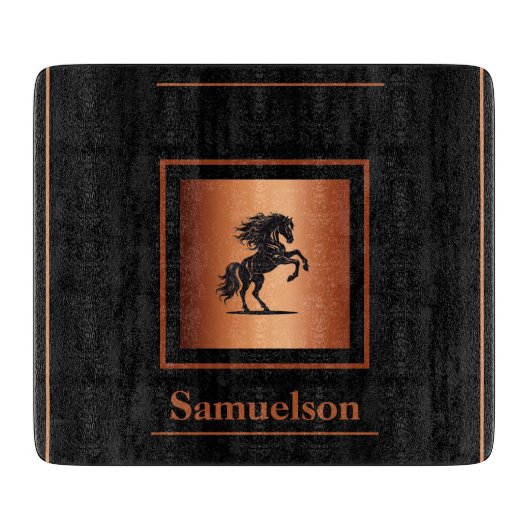 Personalized Equestrian Copper-Embellished  Snijplank (Voorkant)