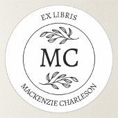 Personalized Ex Libris Monogram Bookplate Ronde Sticker