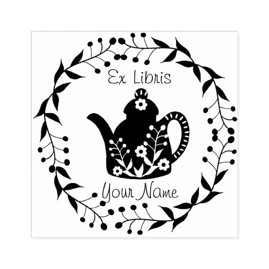 Personalized Ex Libris teapot  Rubberstempel (Afrduk)