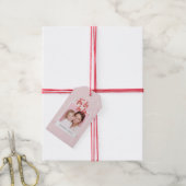 Personalized Fa La La La Pink Christmas Photo Cadeaulabel (Met Touw)