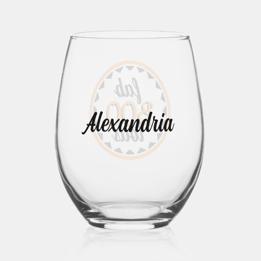 Personalized Fab Boo Lous Halloween Party Design Wijnglas Zonder Voet (Achterkant)