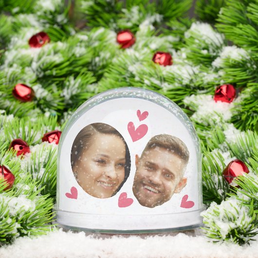 Personalized Face Custom Photo With Heart Couple Sneeuwbol (Kerstmis)