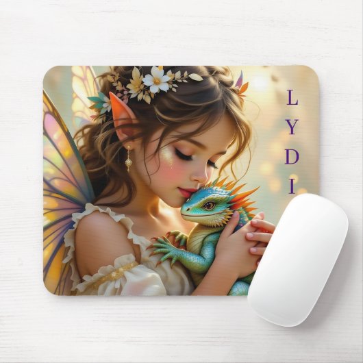 Personalized Fairy and Dragon Mystical  Muismat (Met muis)