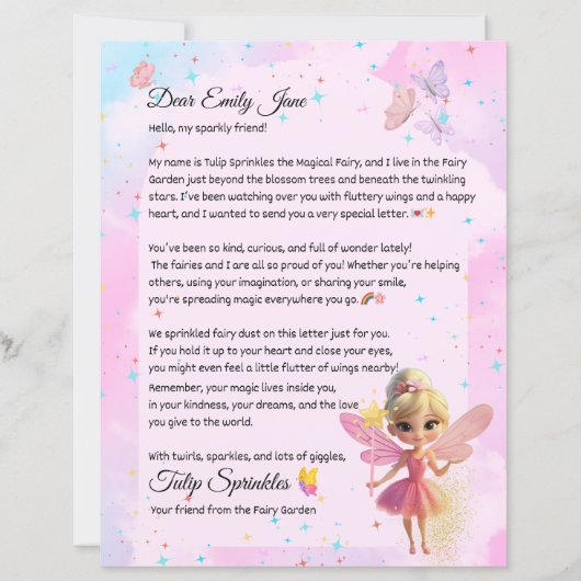 Personalized Fairy Letter for Girls – Custom Name (Voorkant)