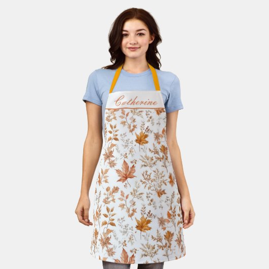 Personalized Fall Autumn Leaves Apron Custom Name Schort (Gedragen)