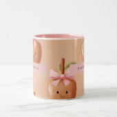 Personalized Fall Cozy Cute Caramel Apple Bow  Tweekleurige Koffiemok (Center)