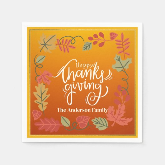 Personalized Fall Party Table Decor Thanksgiving Servet (Voorkant)