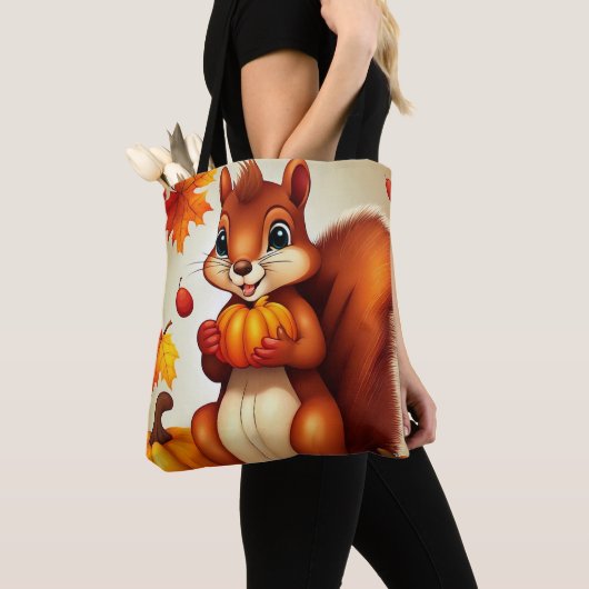 Personalized Fall Squirrel Tote Bag (De près)