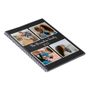 Personalized family 4 photo collage template notitieboek