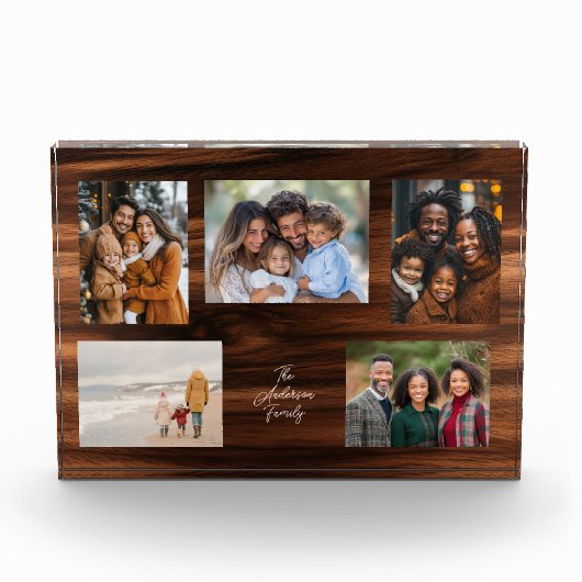 Personalized Family 5 Photo Collage Fotoblokken (Voorkant)
