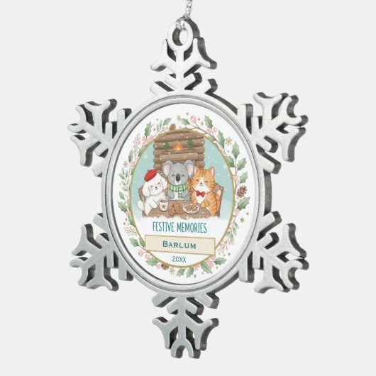 Personalized Family Keepsake Tin Sneeuwvlok Ornament (Rechts)