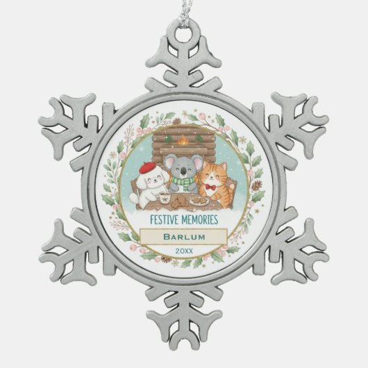 Personalized Family Keepsake Tin Sneeuwvlok Ornament (Voorkant)