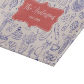Personalized Family Name Cute Hand Drawn Food Snijplank (Hoek)