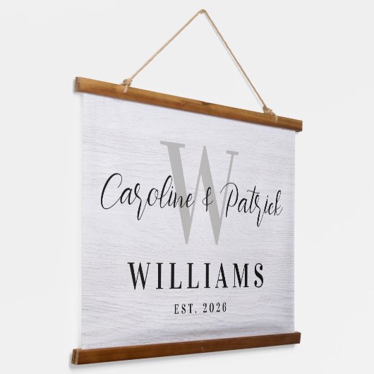 Personalized Family Name Framed Fabric Sign Hangend Wandkleed (Gebogen)