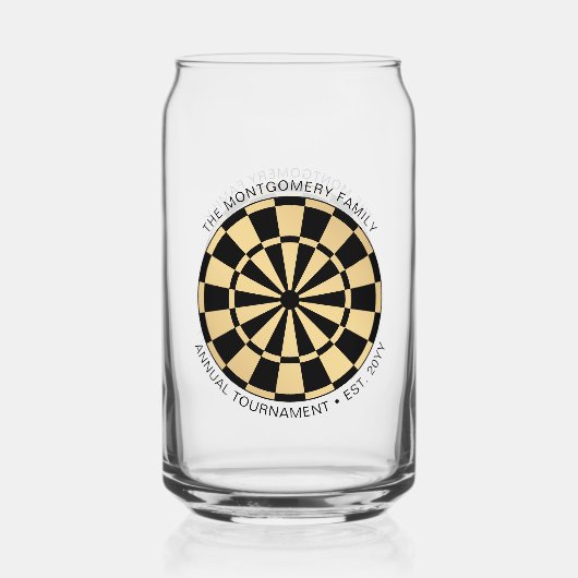 Personalized Family Name Gold Black Dartboard Blikvorm Glas (Achterkant)